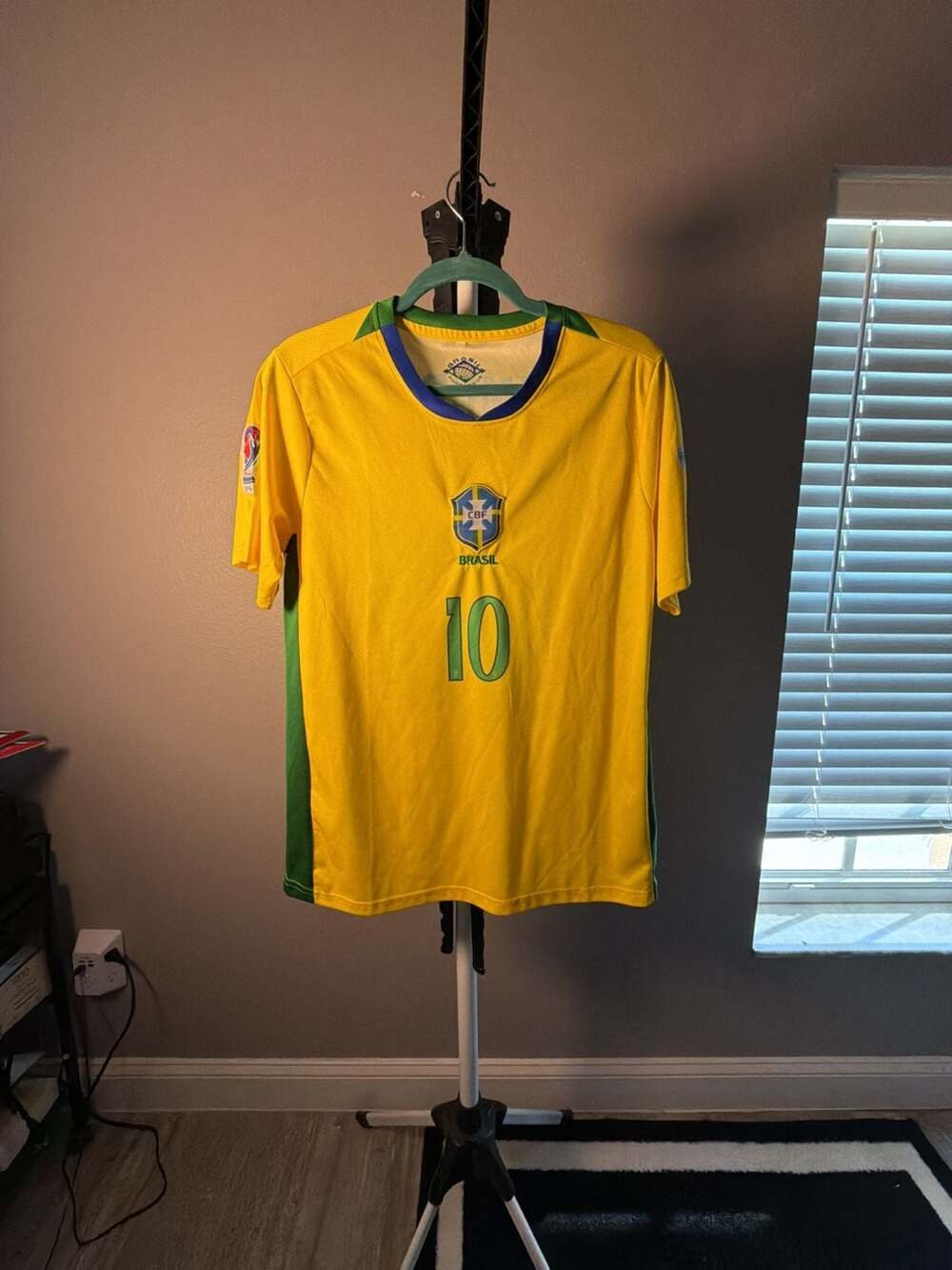 Brasil Para Todos Neymar Jr #10 Yellow and Green Soccer Jersey